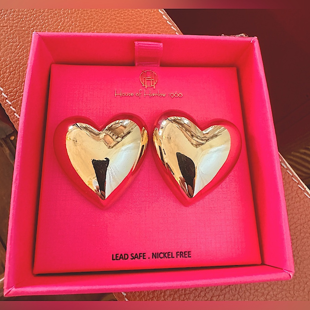 House of Harlow 1960 Gold Heart Earrings